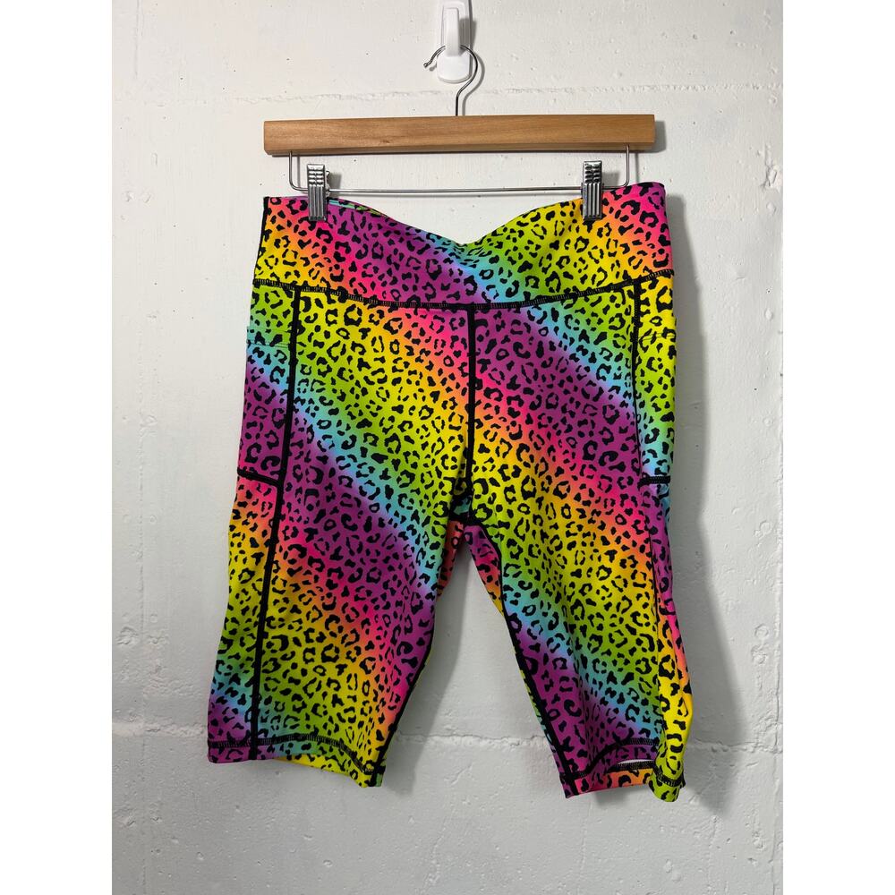 Zyia Active Womens Rainbow leopard Bike Shorts Size XL Athletic